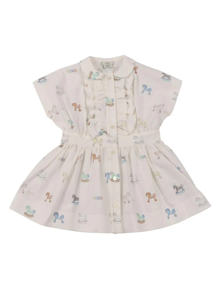 Fendi Fendi Kids Ruffled Horse Graphic Dress