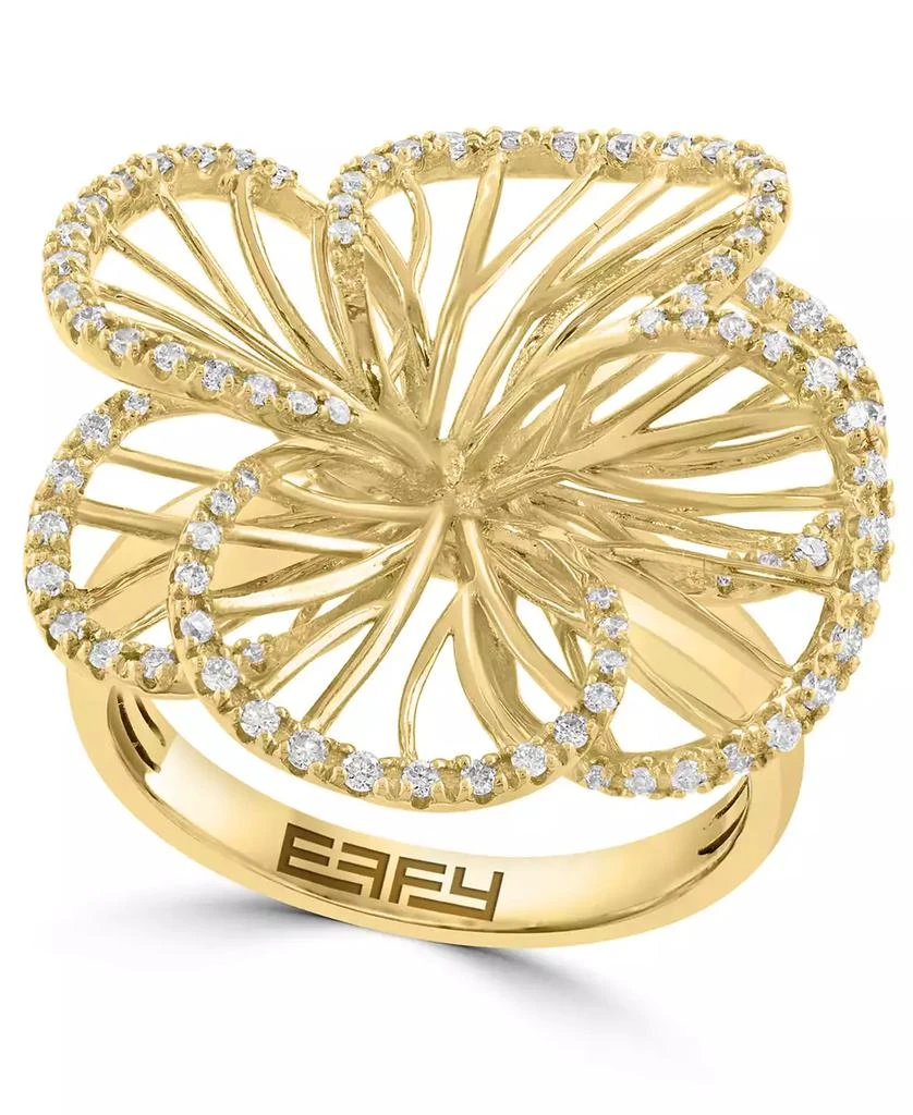 Effy EFFY® Diamond Border Openwork Flower Statement Ring (3/8 ct. t.w.) in 14k Gold 1