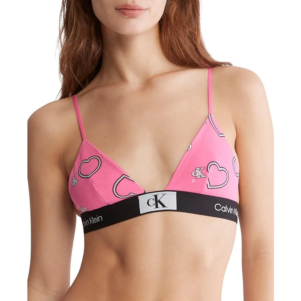 Calvin Klein Women's 1996 Cotton Valentines Unlined Triangle Bralette QF7478 1