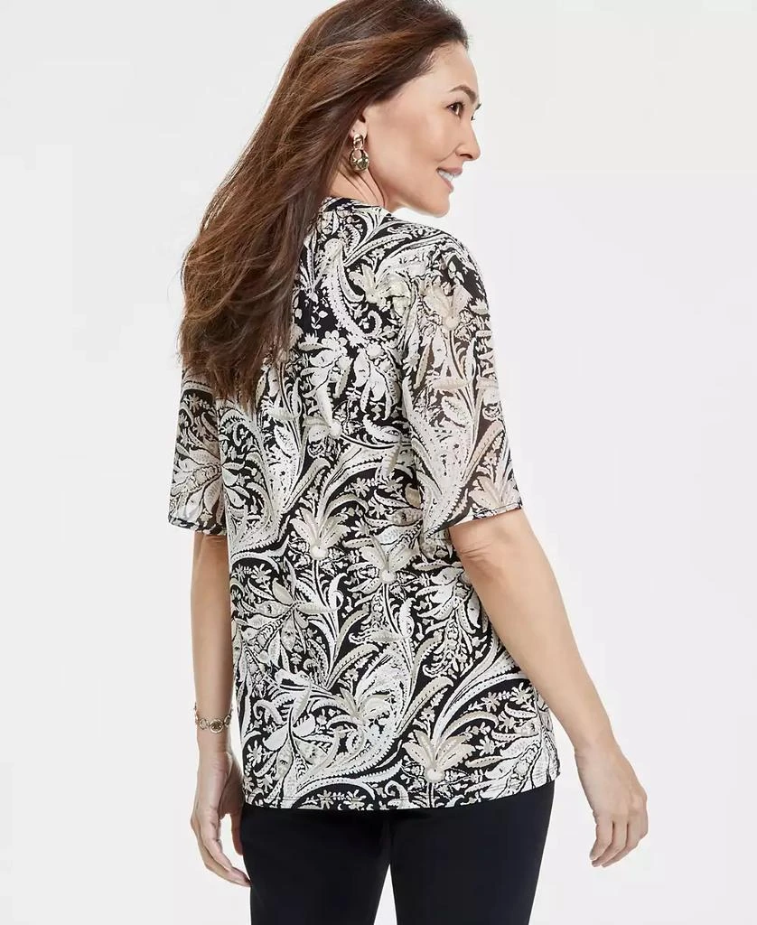 JM Collection Women's Printed Split-Neck Blouse, Exclusively at Macy's 4