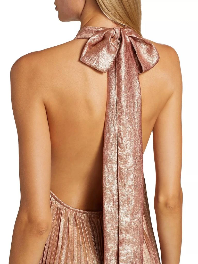 L'Idée La Fete Olympia Metallic Pleated Halterneck Gown 6