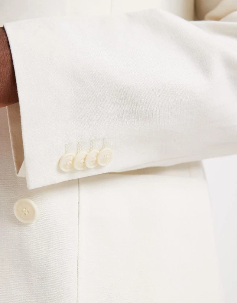 ASOS ASOS DESIGN mix 
match linen rich slim double breasted suit jacket in cream 5