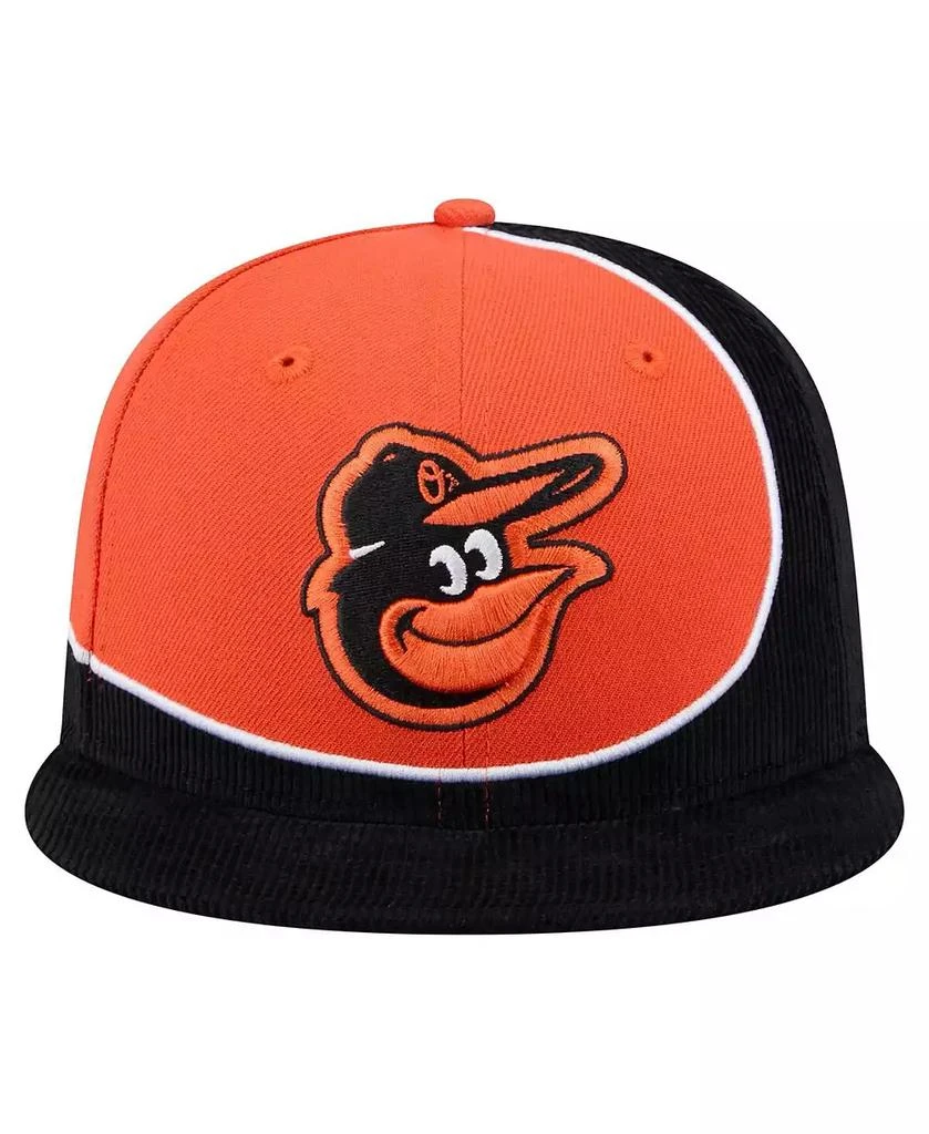 New Era Men's Black/Orange Baltimore Orioles Retro Split Corduroy Snapback Hat 2