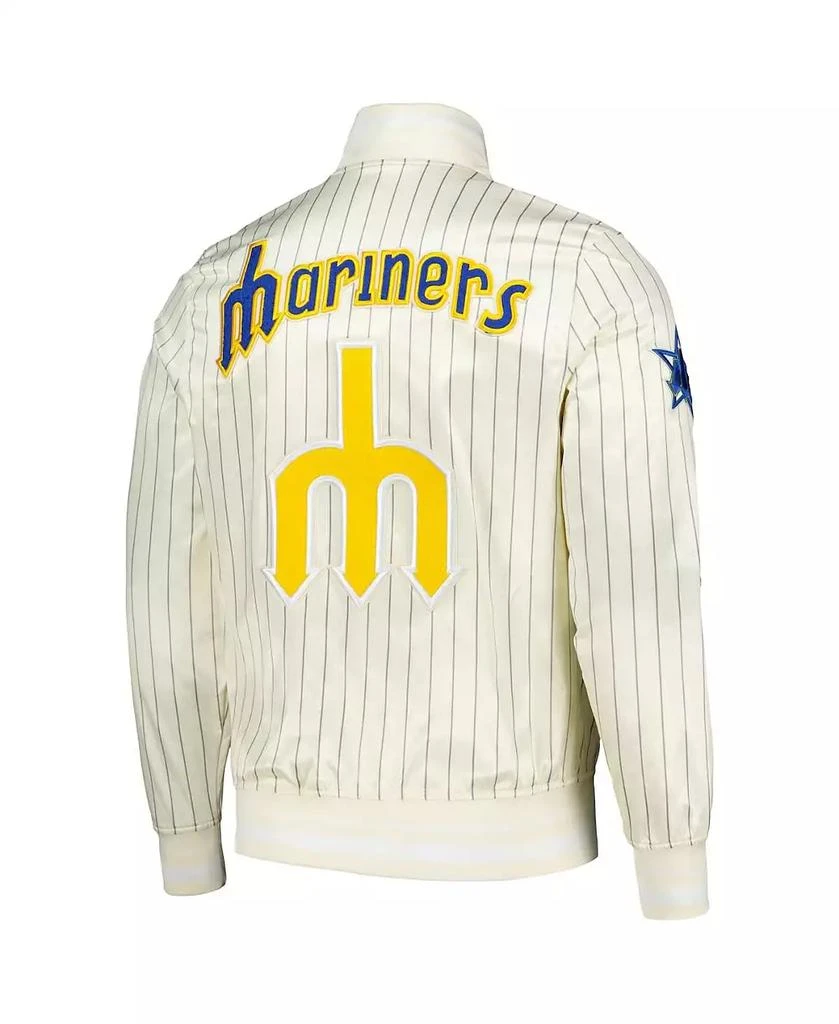 Pro Standard Men's Cream Seattle Mariners Cooperstown Collection Pinstripe Retro Classic Satin Full-Snap Jacket 3