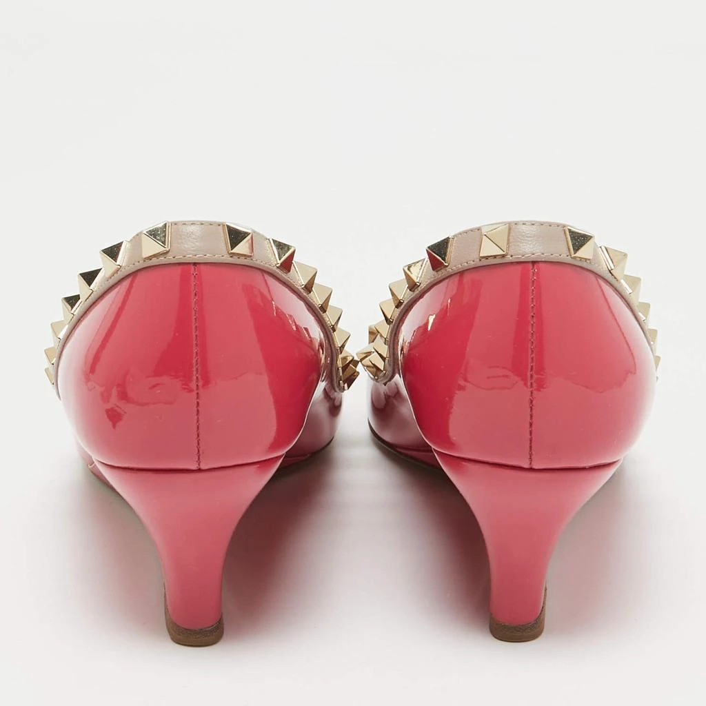 Valentino Valentino Red/Beige Patent and Leather Wedge Rockstud Pumps Size 38 5