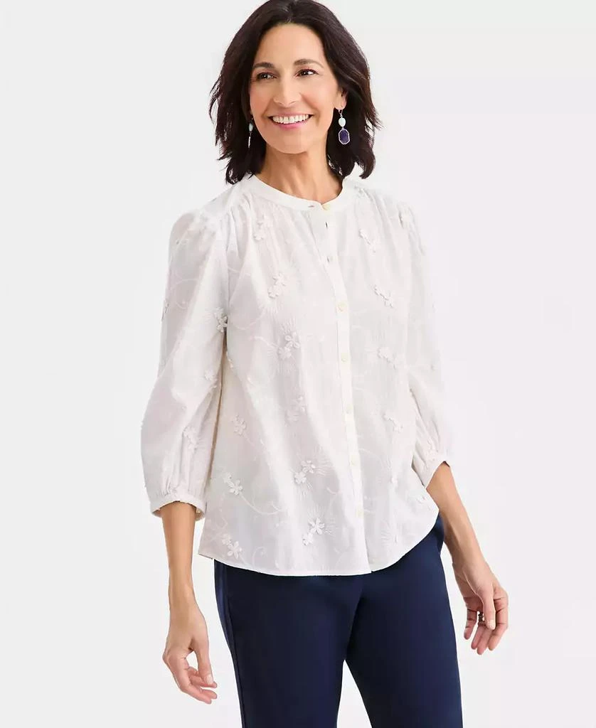 Style & Co Women's Cotton Embroidered Blouse, Macy's Exclusive