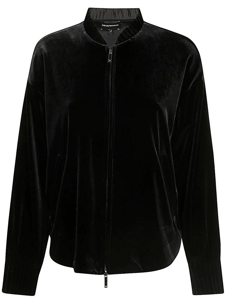 Emporio Armani Emporio Armani Zip-Up Velvet Bomber Jacket 1