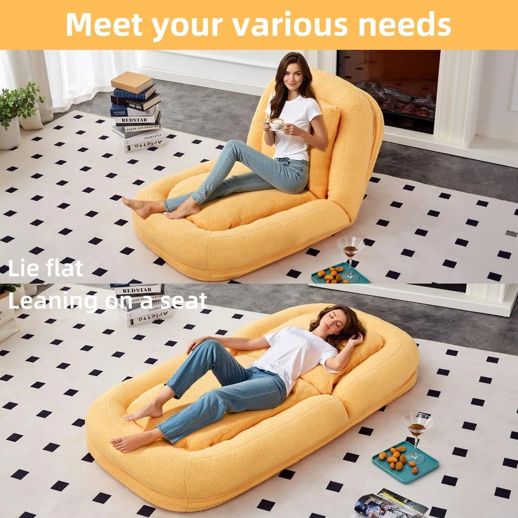 Streamdale Furniture Streamdale Folding Plush Floor Lounge Chair - Adjustable 3
