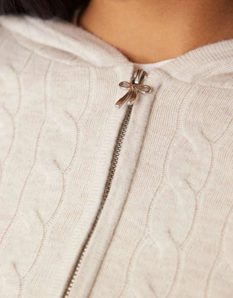 HOLLISTER Gilly Hicks lightweight cable knit zip sweater mix 
match in cream 3