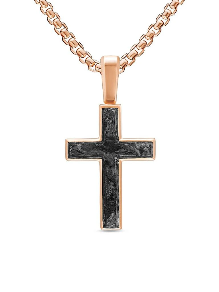 David Yurman Cross Amulet in 18K Rose Gold with Forged Carbon, 24MM