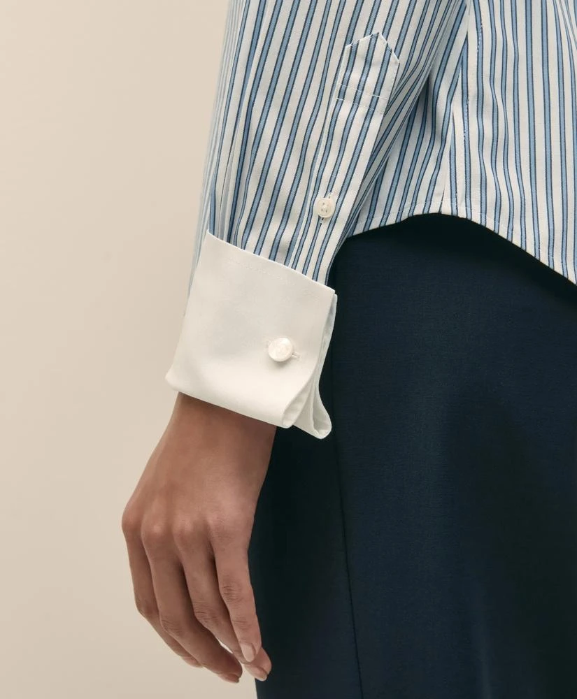 Brooks Brothers Fitted Non-Iron Supima® Cotton-Blend Striped Contrast Shirt with French Cuffs 5