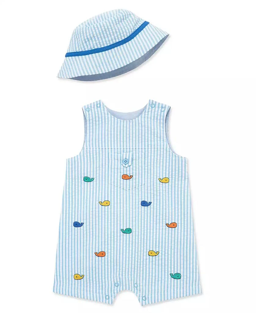 Little Me Baby Boys
 Whale Details Sunsuit and Hat, 2-Piece Set