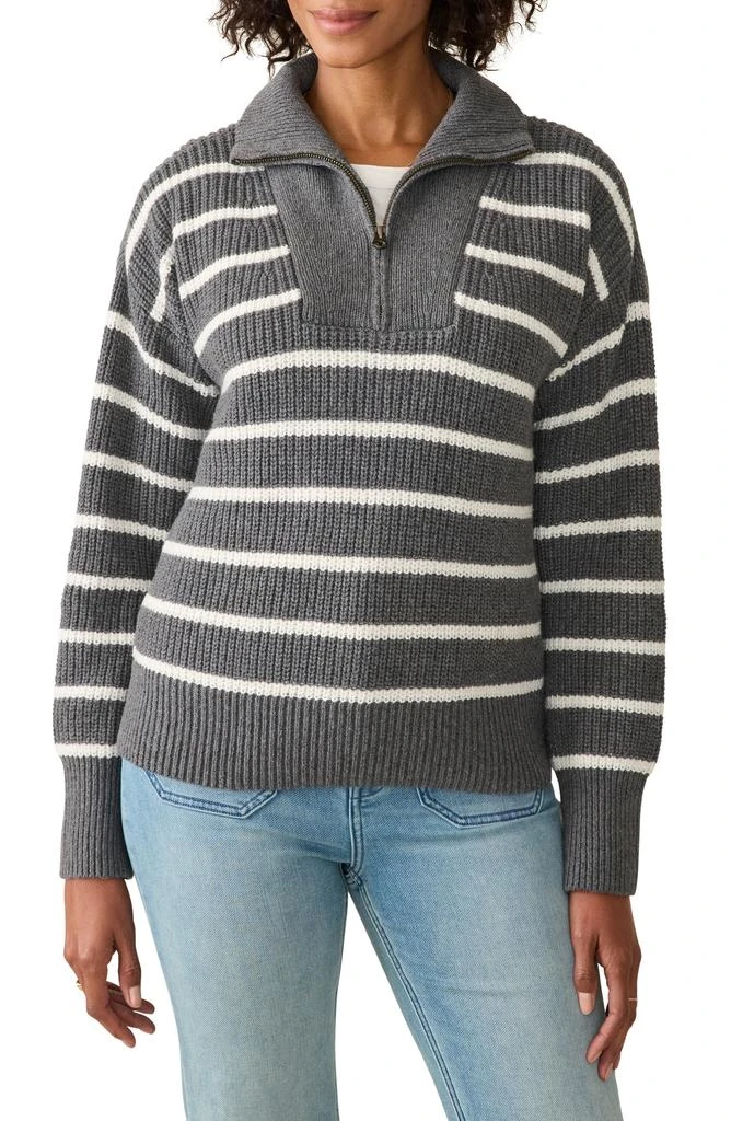 Faherty Mariner Stripe Quarter Zip Sweater 1