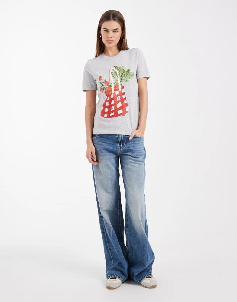 ONLY ONLY regular fit t-shirt with tomato print in light grey 2