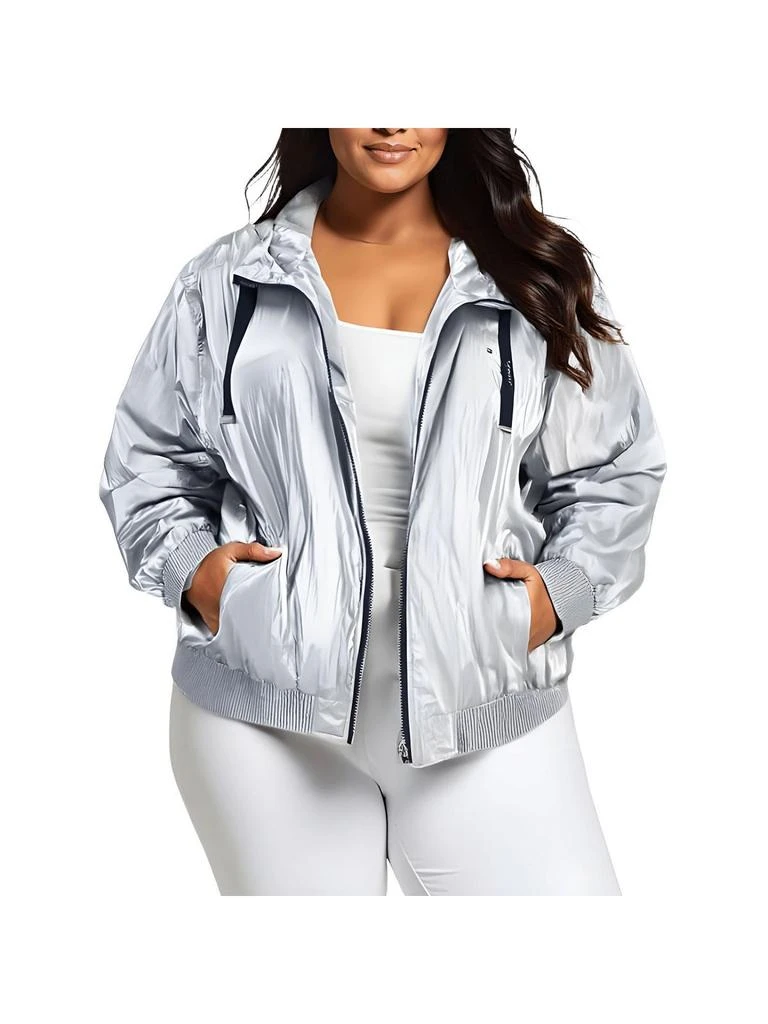 Tommy Hilfiger Plus Womens Logo Nylon Windbreaker Jacket 2