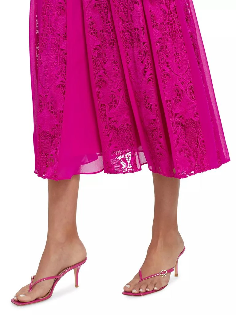 Badgley Mischka Lace Georgette Belted Midi-Dress 7