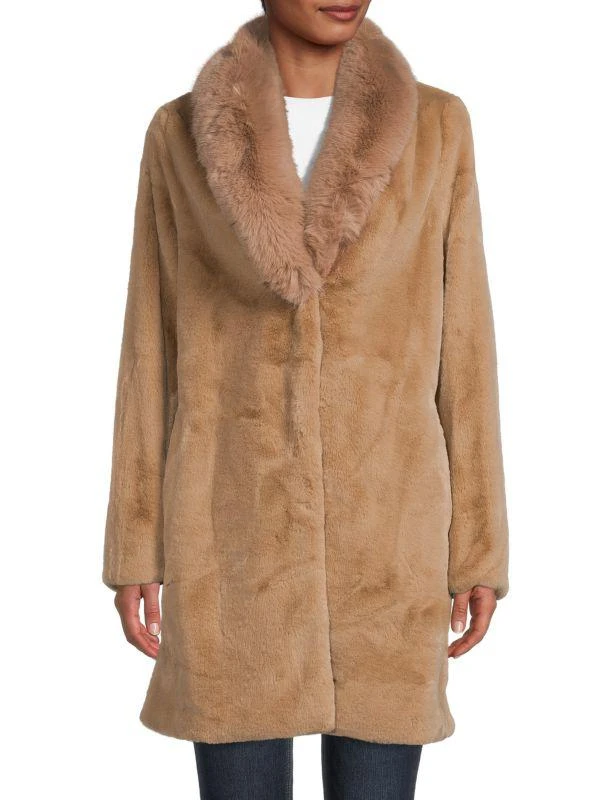 BELLE FARE Shawl Collar Faux Fur Coat 1