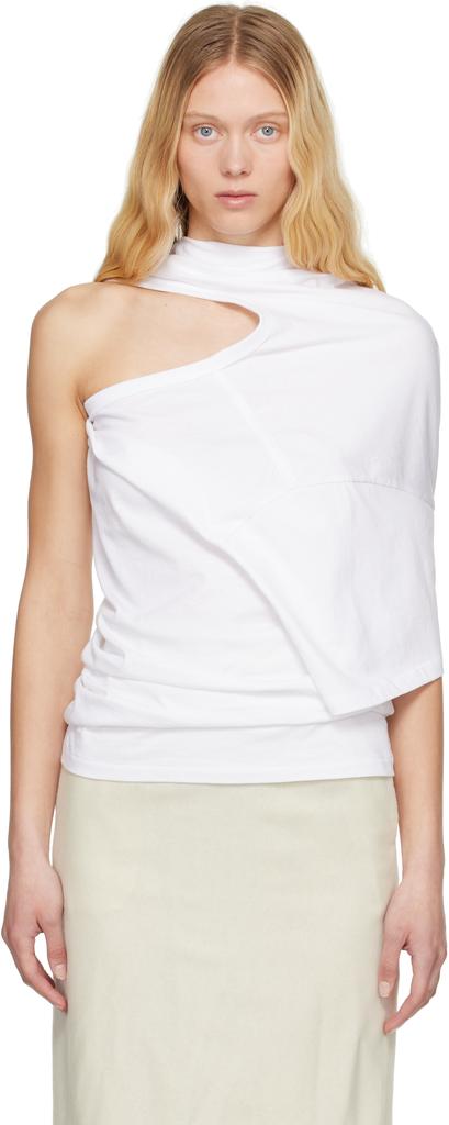 Shop White Distort Cutaway T-shirt on Sale at BeyondStyle