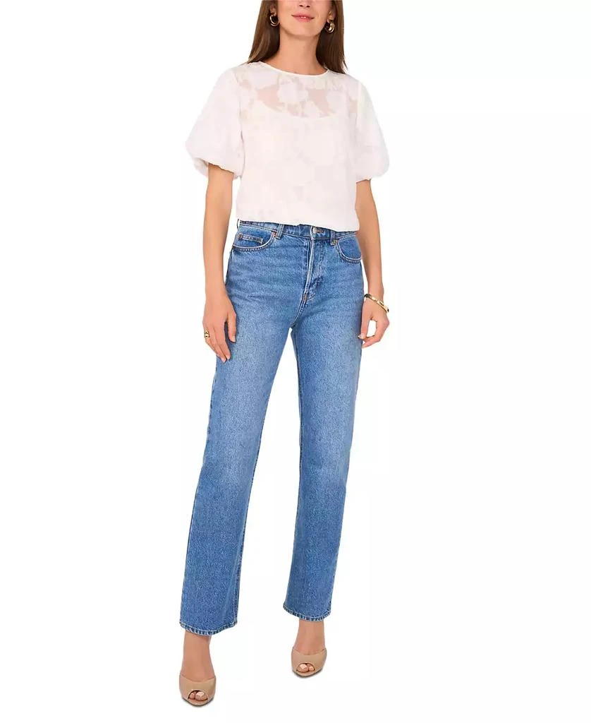 Vince Camuto Women's Floral-Jacquard Puff-Sleeve Top 3