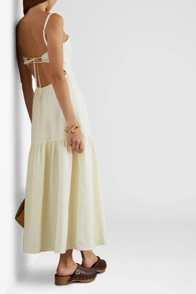 Peony Open-back tiered linen midi dress 3