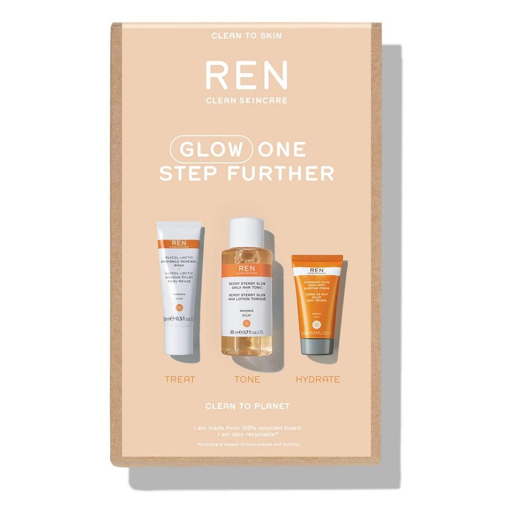 REN Clean Skincare REN - Glow One Step Further Set: Mask (15ml) Tonic Lotion (50ml) Sleeping Cream (10ml)