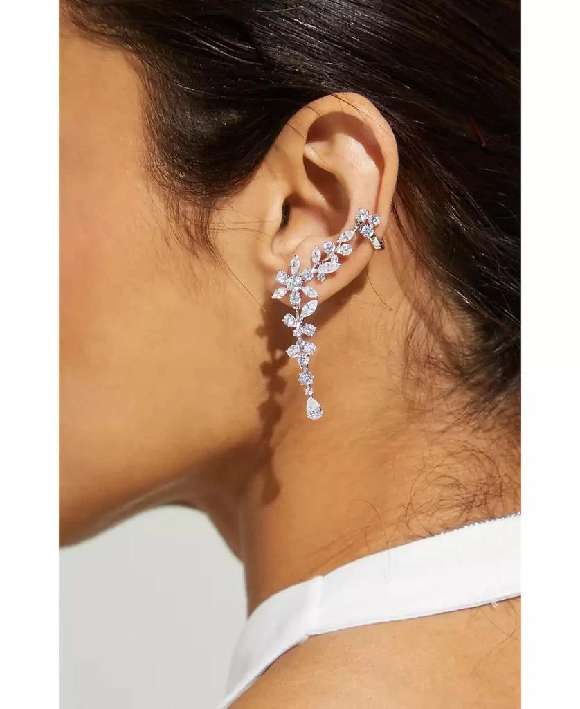 Eliot Danori Silver-Tone Cubic Zirconia Flower Climber Drop Earrings, Created for Macy's 3