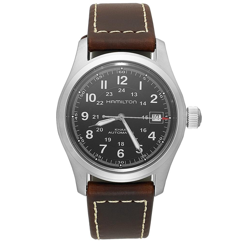 Hamilton Men's Swiss Automatic Khaki Field Brown Leather Strap Watch 38mm H70455533