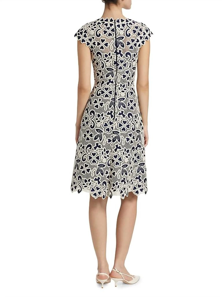 Teri Jon Lace Cocktail Dress In Ivory Navy 3