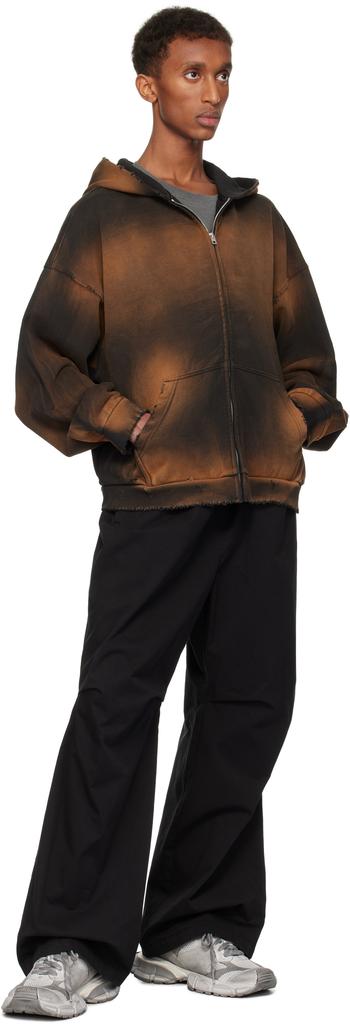 We11done Black Distressed Zip-up Hoodie - Hoodies - BeyondStyle