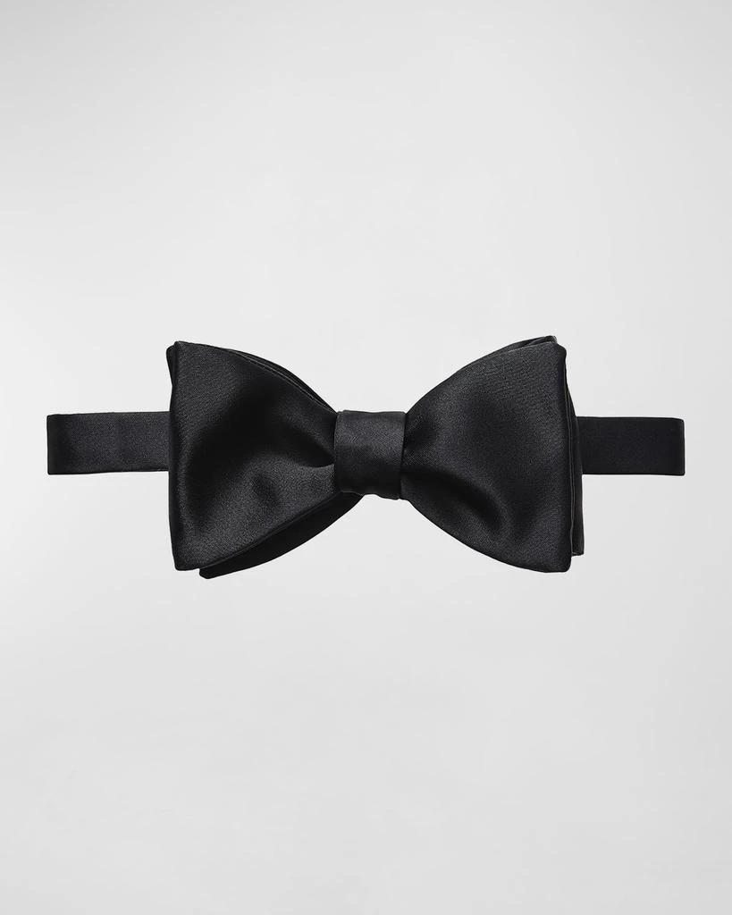 Eton Black Silk Satin Self Tied Bow Tie 1