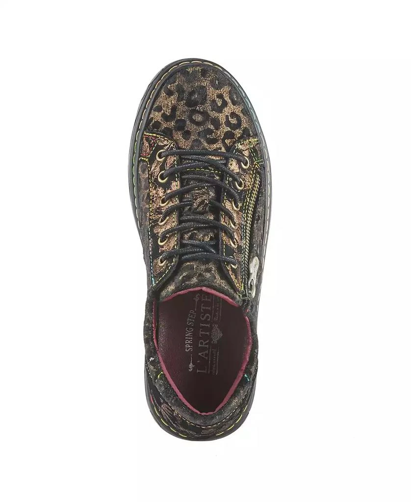 L
Artiste L Artiste Women s DANLI-CHEETA Hand Painted Leather Platform Sneakers with Metallic Floral Accents and Removable Insole 3