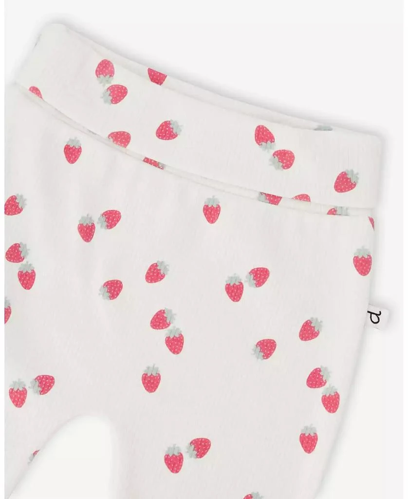 Deux par Deux Baby Girls Cotton Jersey Evolutive Pants White Printed Strawberries 3
