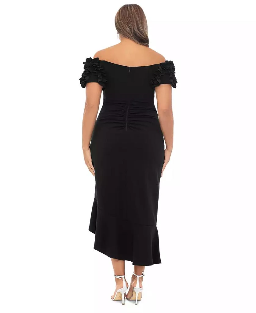 XSCAPE Plus Size Ruffled Off-The-Shoulder Midi Dress 2
