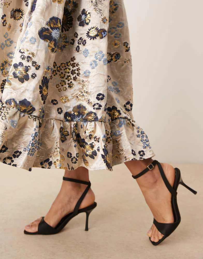 Sister Jane Dream Sister floral jacquard maxi dress in navy and gold 3