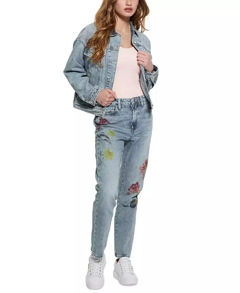 GUESS Women's Clara Printed-Back Denim Jacket 6