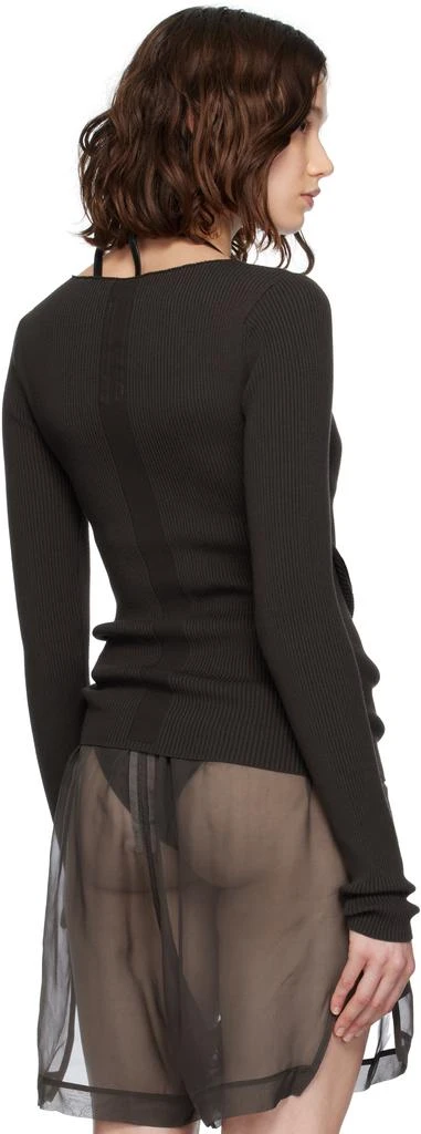 Rick Owens Brown Concordians Ribbed Knit Babel Sweater 3