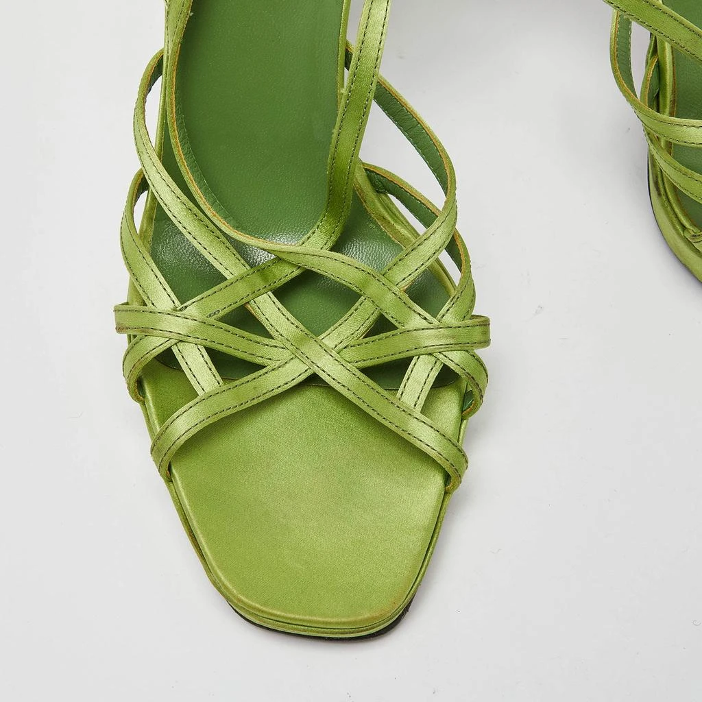 Prada Prada Green Satin Strappy Open Toe Platform Slingback Sandals Size 40 7