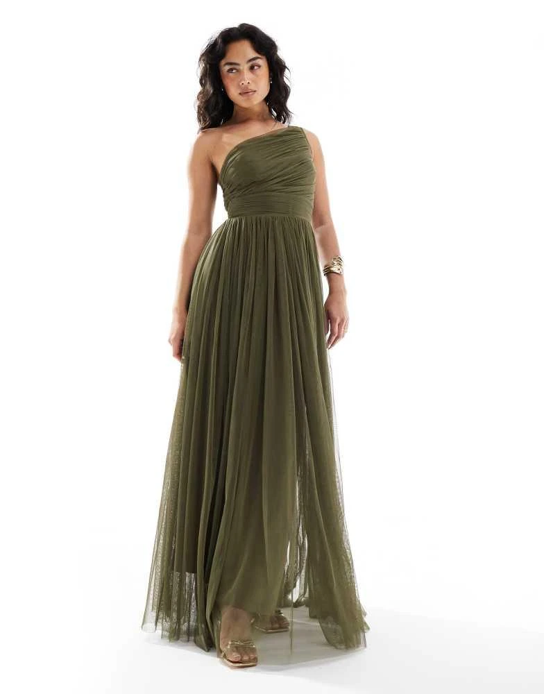 open lace back dress SATIN GATHER ONE SHOULDER DRESS | OLIVE  THIRD FORM