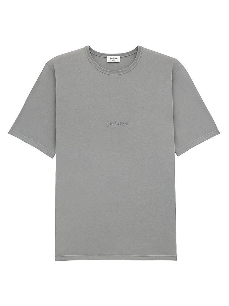 Yves Saint Laurent Cassandre logo-embroidered cotton-blend T