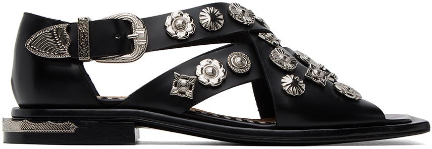 Toga Pulla Black Embellished Sandals