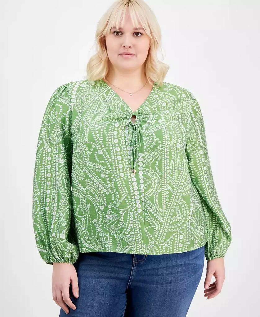 INC International Plus Size Long-Sleeve Keyhole Blouse, Exclusively at Macy's 1