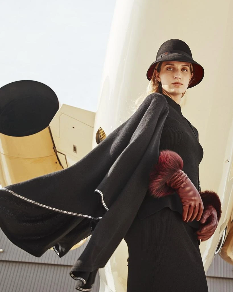 Sofia Cashmere Jersey-Knit Cashmere Cape with Stone Placket 4