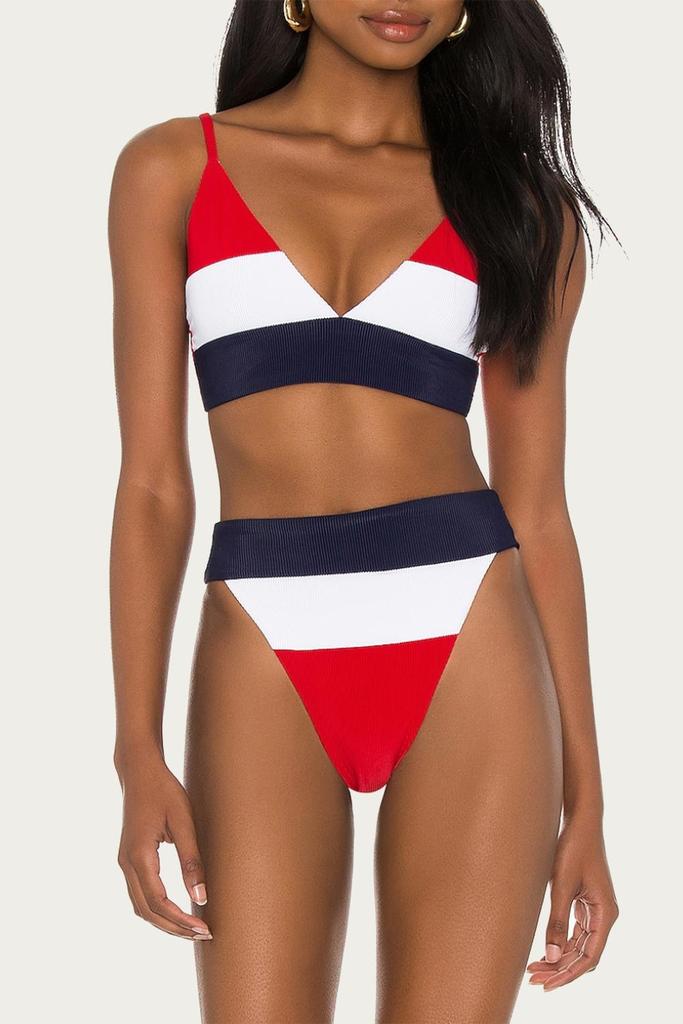 Beach Riot Alexis Bikini Bottom In Red/white/blue