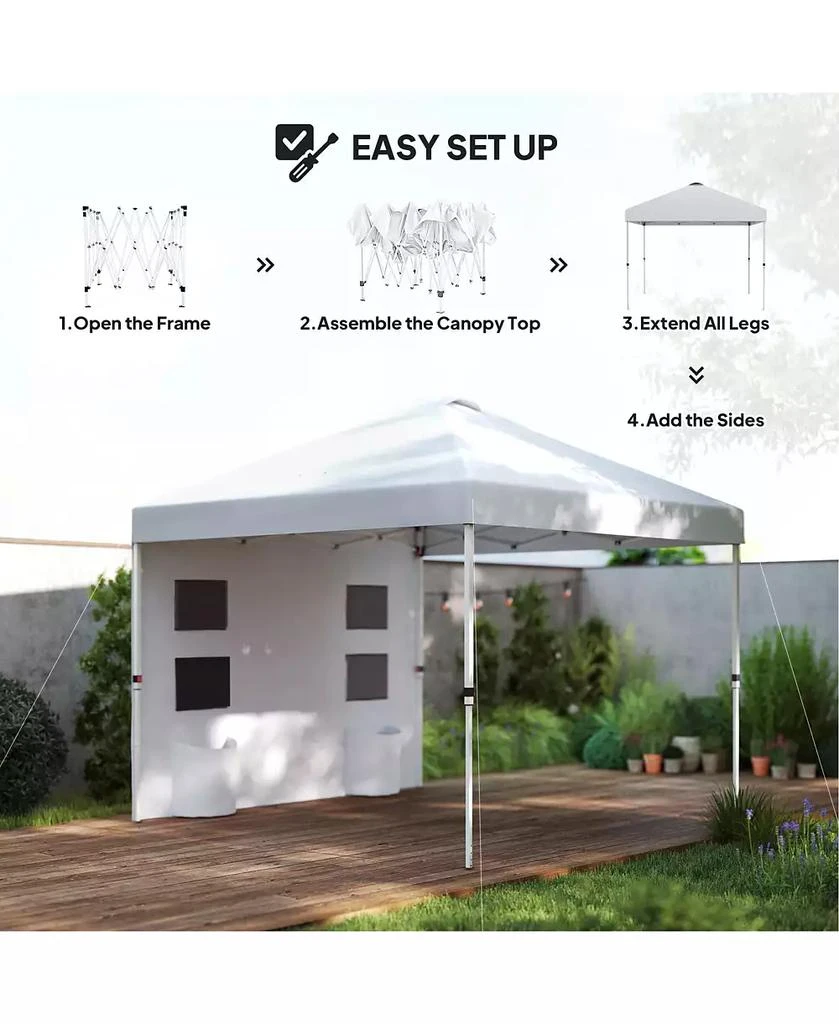 Outsunny 10
x 10
Pop Up Canopy Tent with Sidewall, UPF50+, Sea 4