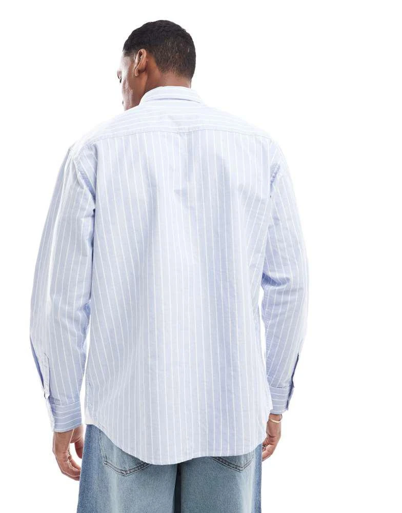 Carhartt WIP Carhartt WIP long sleeve dowlen stripe shirt in blue 4