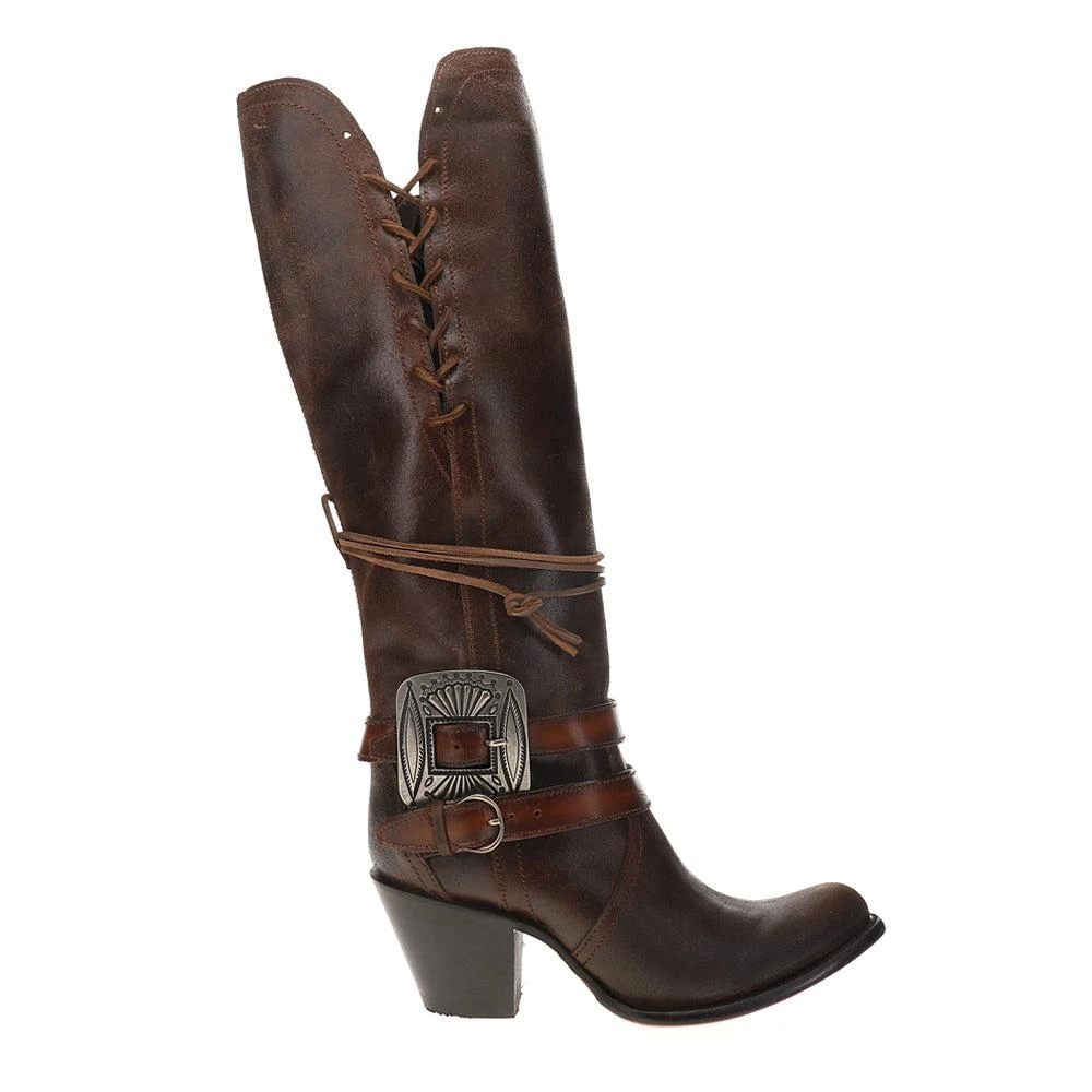 Corral Boots Harness & Lace Tall Round Toe Zippered Cowboy Boots 1