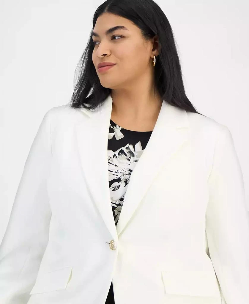 Kasper Plus Size Stretch Crepe One-Button Blazer 3
