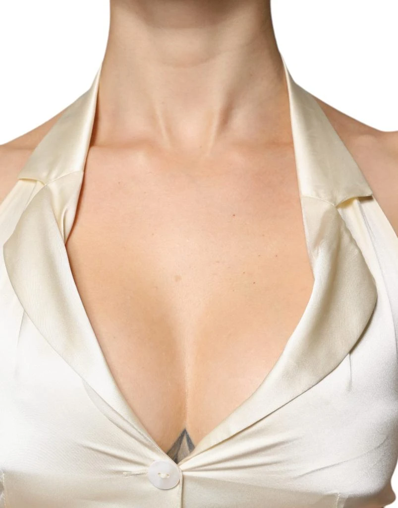 L'AUTRE CHOSE ivory Silk Sleeveless Buttoned Halter Women's Top (Pre-Owned) 4