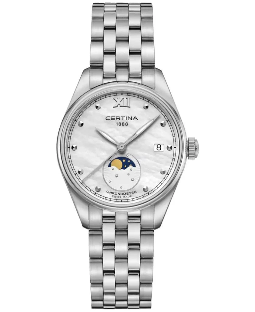Certina Women's Swiss DS-8 Moon Phase Stainless Steel Bracelet Watch 33mm 1