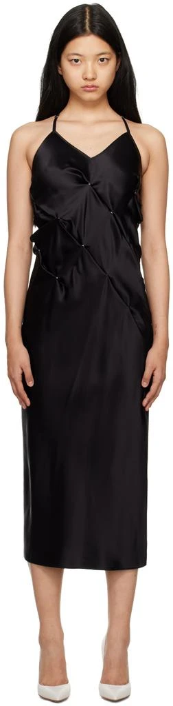 alyx black dress Mary Wyatt London Alyx Satin Corset Midi Dress Black - UK 16
